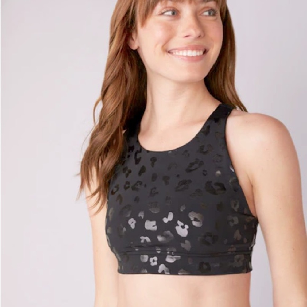 UpLift Sports Bra in Black Cheetah Foil Size Small